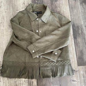 NWT Zara Fringe Jacket, Size L, NEW